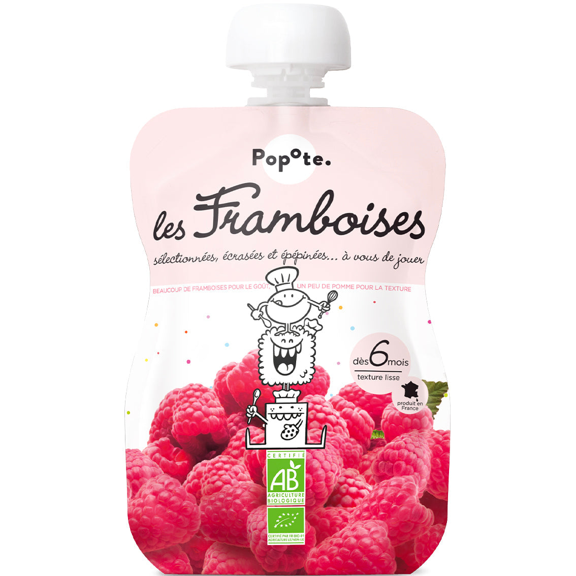 Popote -- Gourde compote framboise bio - 120 g