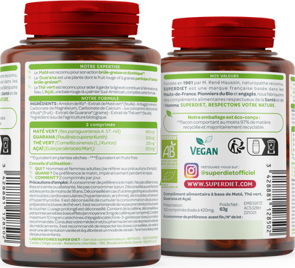 Quatuor brûle graisse bio (maté, guarana, thé vert, acaï) - 2