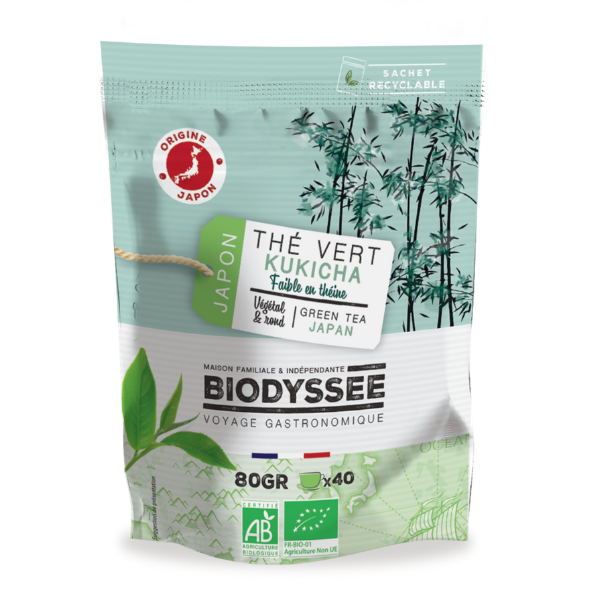 Biodyssée -- Thé vert kukicha vert bio (origine Japon) - 80 g